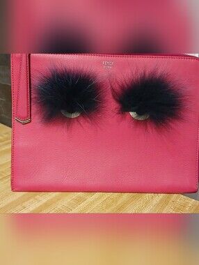 Fendi Monster RARE Barbie Pink Clutch/Pouch LIKE NEW